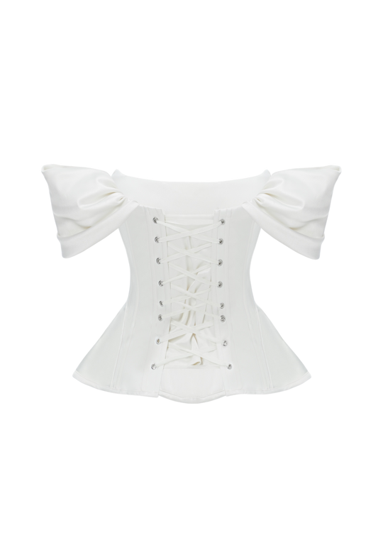 SOPHIE SATIN CORSET IVORY WITH STRAPS
