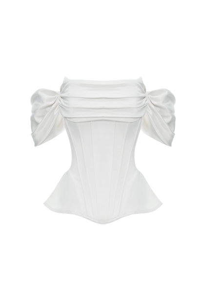 SOPHIE SATIN CORSET IVORY WITH STRAPS