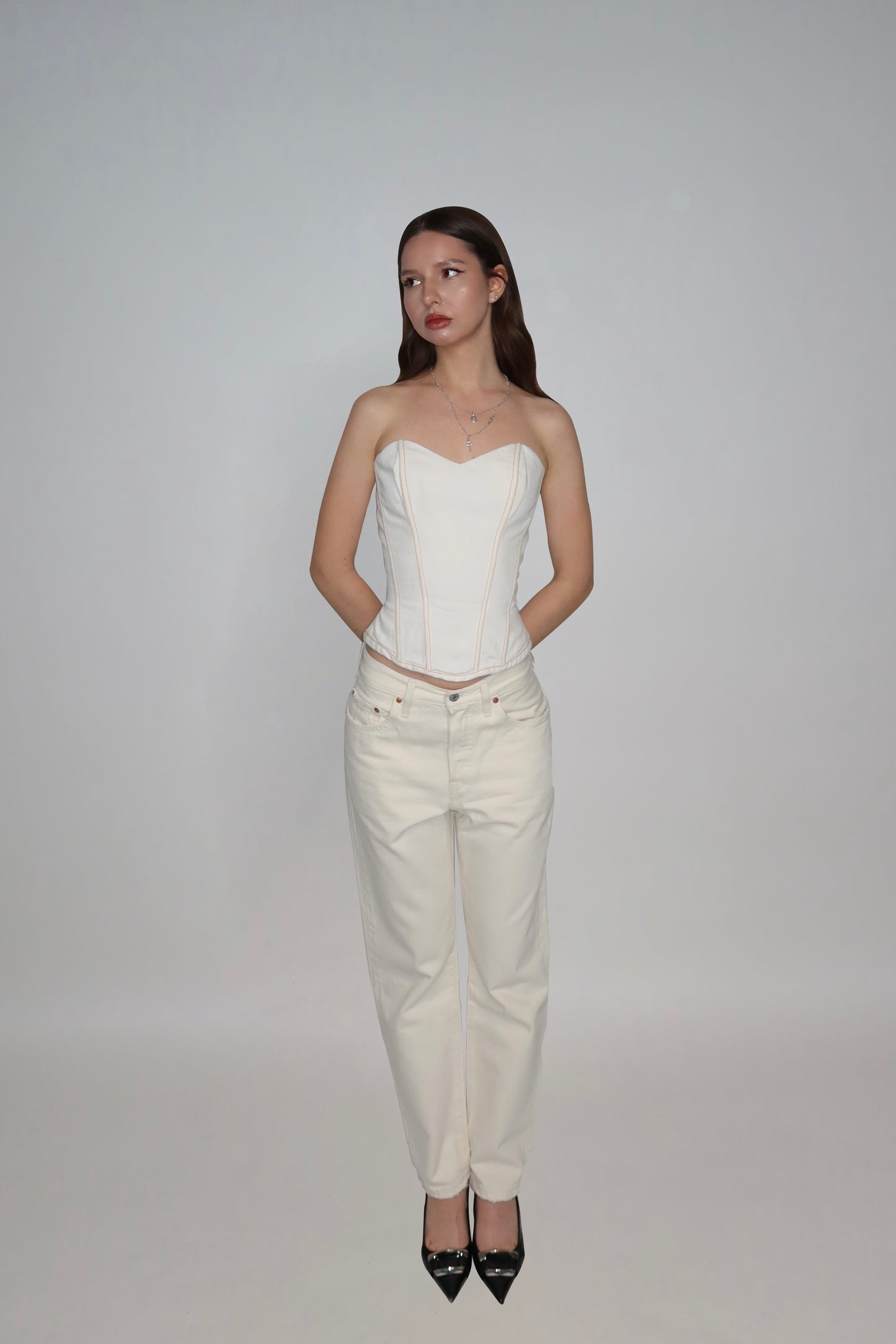 JADE DENIM CORSET WHITE