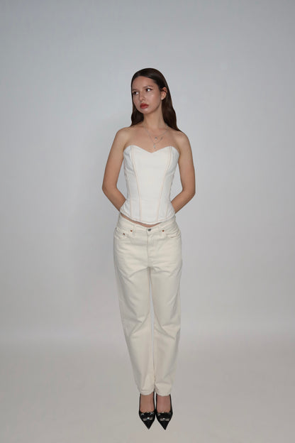 JADE DENIM CORSET WHITE