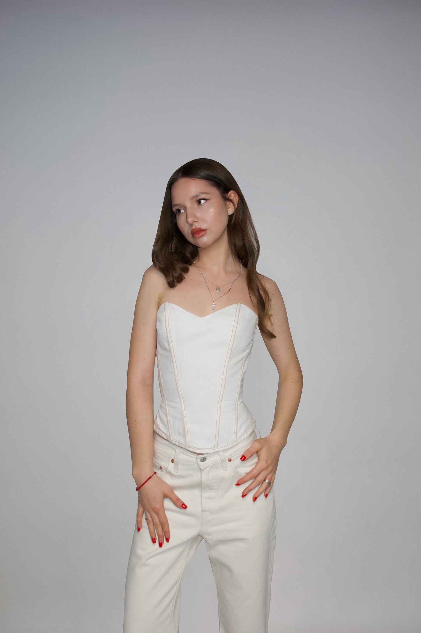JADE DENIM CORSET WHITE