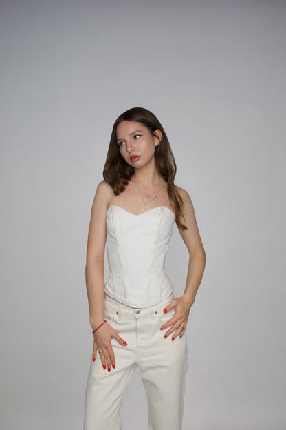 JADE DENIM CORSET WHITE