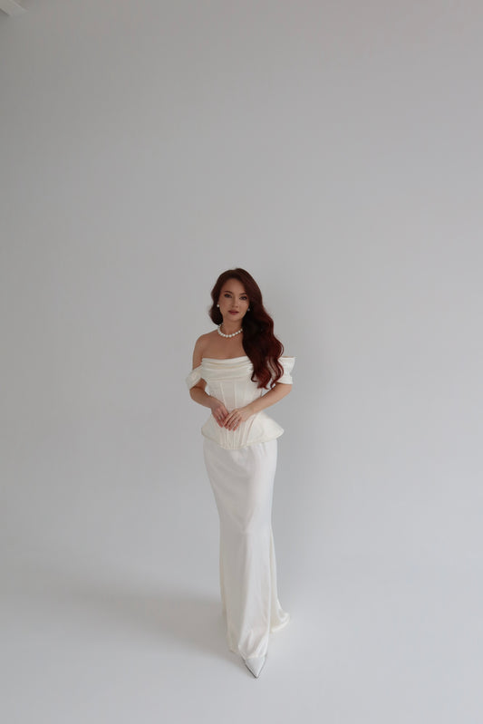 SET SOPHIE SATIN CORSET & CLASSIC SATIN SKIRT [with straps]