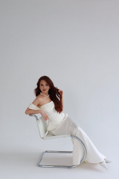 SET SOPHIE SATIN CORSET & CLASSIC SATIN SKIRT [with straps]