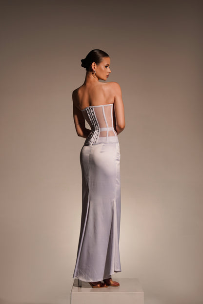 SET ALWAYS CORSET & CLASSIC SATIN SKIRT WHITE