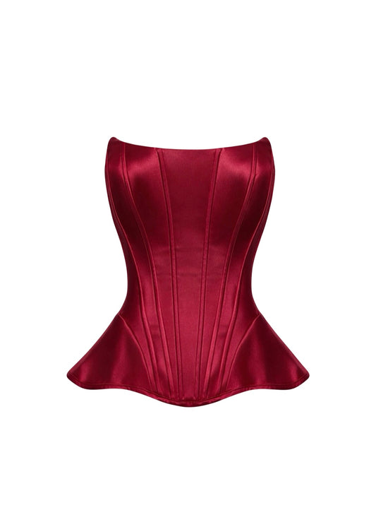 SOPHIE SATIN CORSET RED