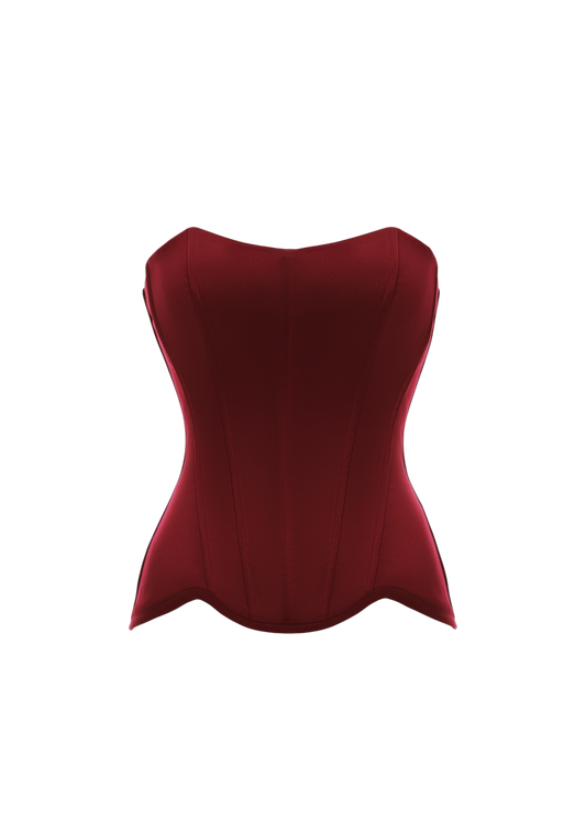 GRACE SATIN CORSET BURGUNDY