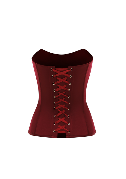 GRACE SATIN CORSET BURGUNDY