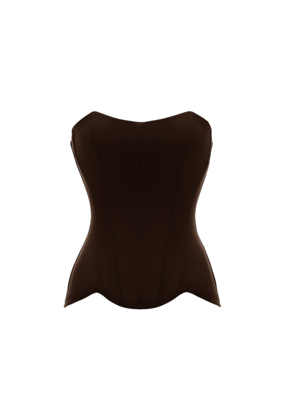 GRACE SATIN CORSET BROWN