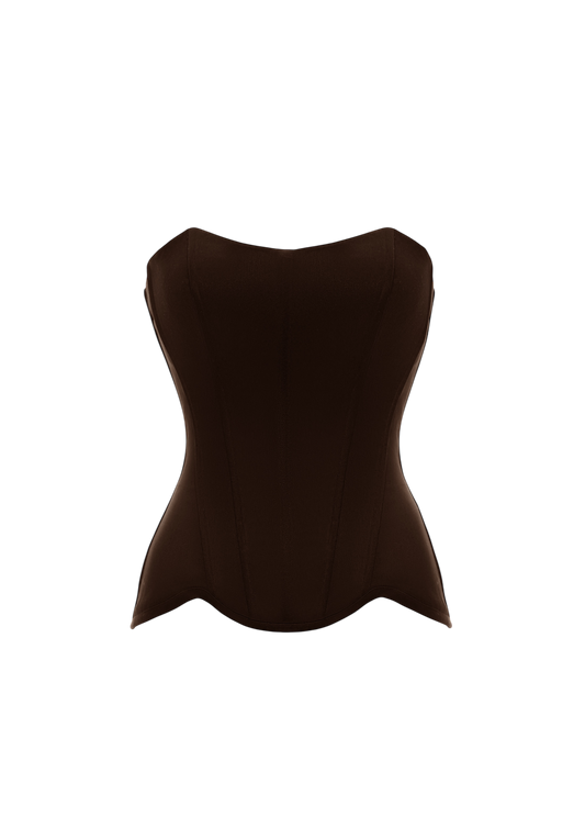 GRACE SATIN CORSET BROWN