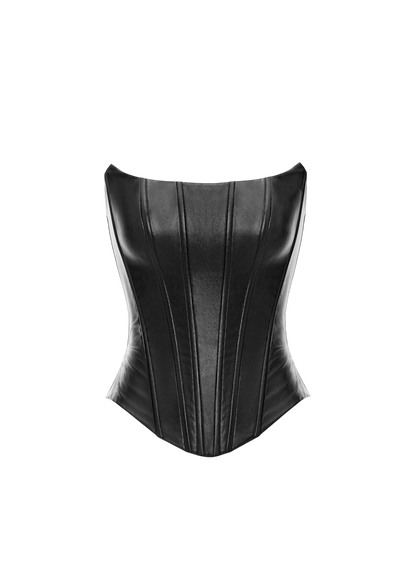 NOIR LEATHER CORSET BLACK
