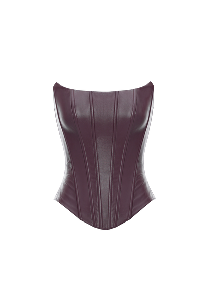 NOIR LEATHER CORSET BURGUNDY
