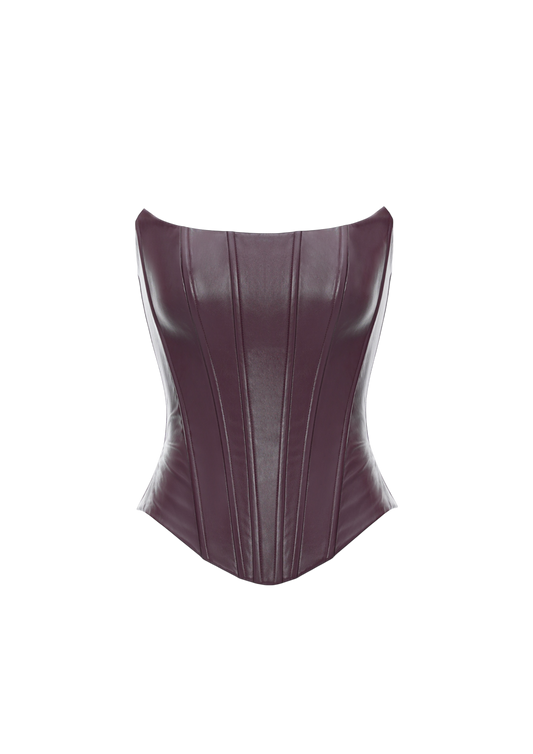 NOIR LEATHER CORSET BURGUNDY