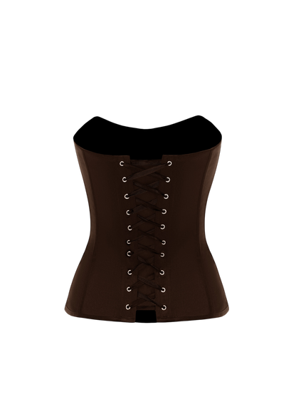 GRACE SATIN CORSET BROWN