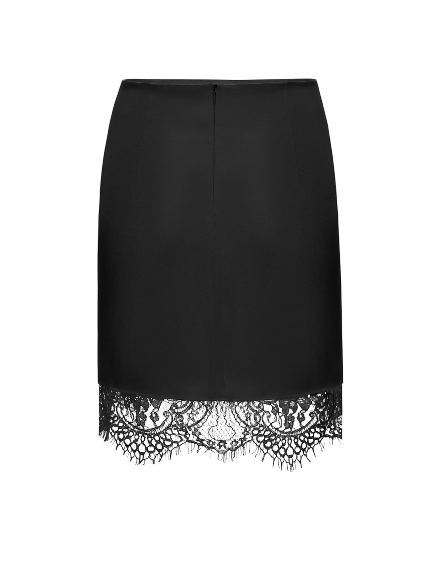 MUSE SATIN SKIRT WITH LACE BLACK