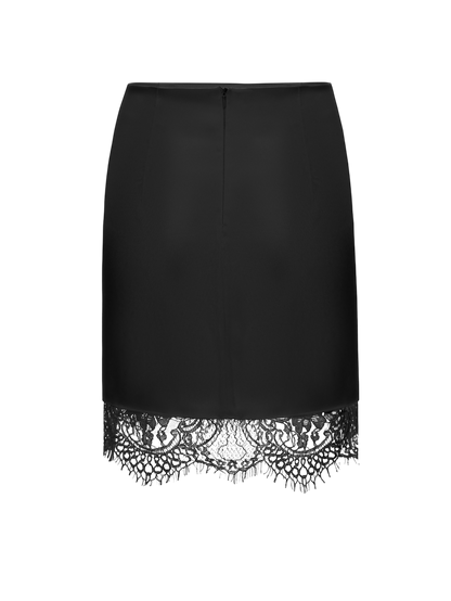MUSE SATIN SKIRT WITH LACE BLACK