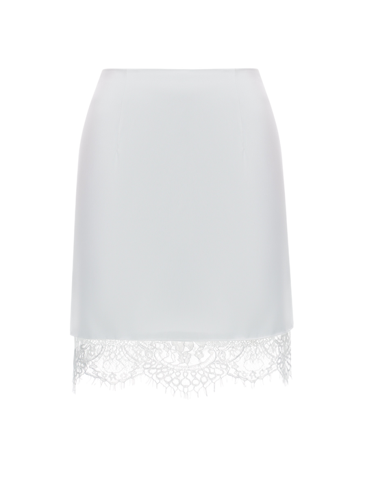 MUSE SATIN SKIRT WITH LACE WHITE