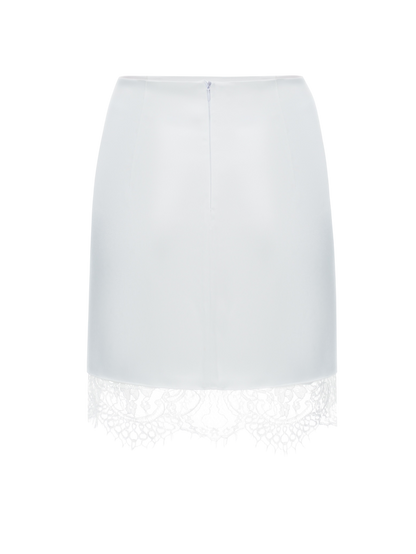 MUSE SATIN SKIRT WITH LACE WHITE